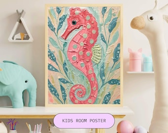 Seahorse Wall Art : Whimsical Coastal  Print, Ocean Decor