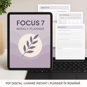 Focus 7 Weekly Digital Planner | Productivity PDF for Women | Time Management Organization