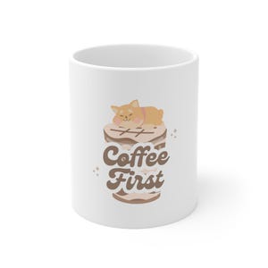 Keramische koffiemok - Coffee First Design | Leuk cadeau hondenliefhebber, gepersonaliseerde mok, cafeïneverslaafde, thuiskantoorinrichting, grappig koffiekopje