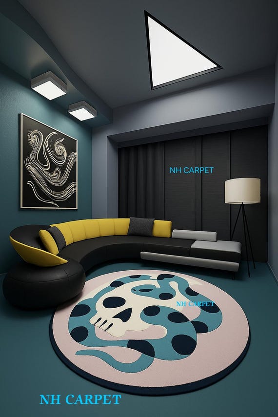 Hand-Tufted Wool Area Rug: Artistic Edgy Design, Eco-Friendly