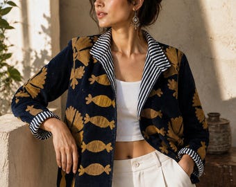 Suzani Velvet Embroidered Jacket – Handmade Indian Boho Coat