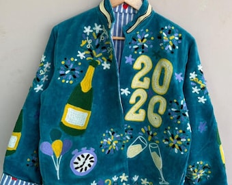 Handmade Velvet Suzani Jacket | Boho Hippie Embroidered Coat | Unisex Festive Statement Wear
