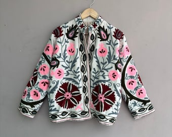 Samt Baumwolle Stickerei Jacke indischen Stil Boho Mantel Unisex Brautjungfer Geschenk, Winterjacke, Kimono Robe, Brautjungfer Jacke, Geschenk für Sie