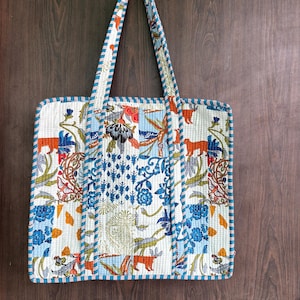 Women Shopping Bag, Cotton Quilted Tote Bag, Indian Handmade Bag, Party Bag, Large Market Bag, Shoulder Bag, Beach Bag, Eco Friendly Tote