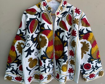 Handmade Suzani Embroidered Cotton Jacket: Winter Coat
