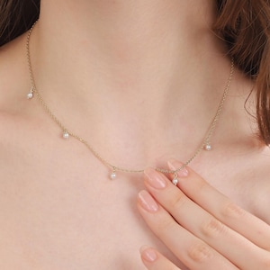 Dainty Pearl Drop Necklace - Minimal Bride Jewelry - Gold Pearl Choker - Layering Necklace - Bridesmaid Gifts