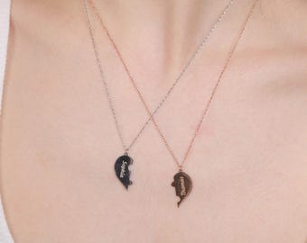 Gepersonaliseerde BFF-hanger met gespleten hart: zilver goud roségoud