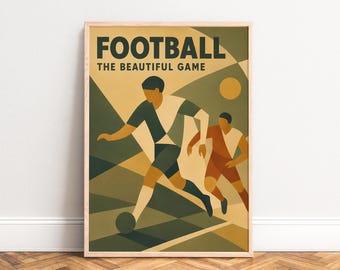 Football Poster, Vintage Sports Wall Art, Green Gold, Living Room, Office, Gift for Football Fans A1/A2/A3/A4