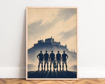 Football Poster, Vintage Sports Wall Art, Beige Blue, Living Room Office, Gift for Fans A1/A2/A3/A4
