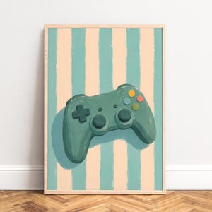 Gamepad-poster, vintage-väggkonst för spel, mintgrön, spelrum och kontor, present till spelare A1/A2/A3/A4