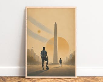Buenos Aires Poster, Vintage City Wall Art, Beige Blue, Living Room Office, Travel Gift A1/A2/A3/A4