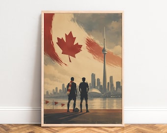 Canada Poster, Retro Travel Print, Red Beige, Living Room, Office, Gift for Canada Fans A1/A2/A3/A4