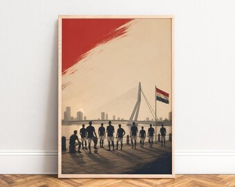 Football Poster, Vintage Sports Wall Art, Red Beige, Living Room Office, Gift for Football Fans A1/A2/A3/A4