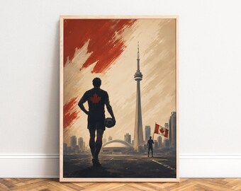 Canada Poster, Vintage City Wall Art, Red Beige, Living Room Office, Gift for Travelers A1 A2 A3 A4