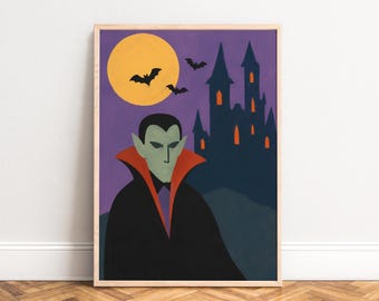 Dracula Poster, Gothic Wall Art, Purple Black, Living Room, Bedroom, Halloween Gift A1/A2/A3/A4