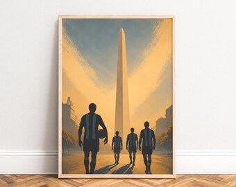 Football Poster, Retro Sports Wall Art, Gold Blue, Living Room Office, Gift for Fans A1/A2/A3/A4