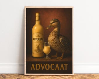 Advocaat Poster, Vintage Still Life, Gold Brown, Kitchen, Dining Room, Gift for Spirit Lovers A1/A2/A3/A4