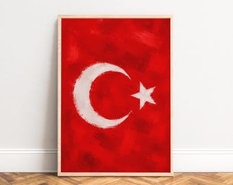 Turkey Poster, Flag Flag Art, Red White, Living Room Office, Travel Gift A1/A2/A3/A4