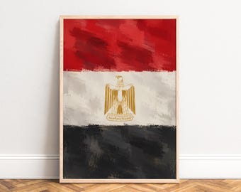 Egypt Flag Poster, Vintage Wall Art, Red White Black, Living Room Office, Country Gift A1/A2/A3/A4