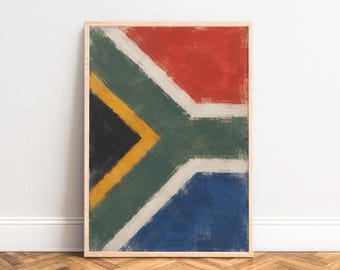 South Africa Poster, Abstract Flag Wall Art, Red Green Blue, Living Room Office, Travel Gift A1/A2/A3/A4
