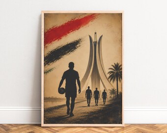 Football Poster, Vintage Sports Wall Art, Beige Black Red, Living Room Office, Gift for Fans A1/A2/A3/A4