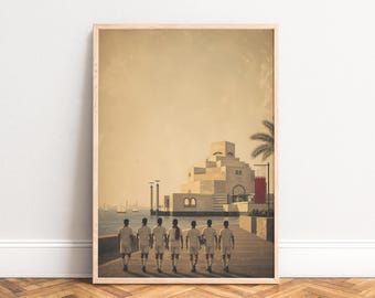 Khaliji Poster, Vintage City Wall Art, Sand Beige, Living Room, Office, Travel Gift 50x70