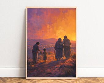Landscape Poster, Painterly Scene, Orange Violet, Living Room Wall Art, Art Lover Gift