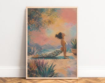 Yoga Poster, Boho Wall Art, Pastel Colors, Living Room and Office, Gift for Yoga Fans A1 A2 A3 A4