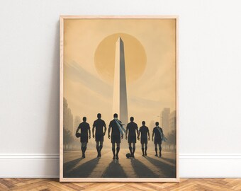 Football Poster, Retro Sport Wall Art, Gold Beige, Living Room, Office, Gift for Fans A1/A2/A3/A4
