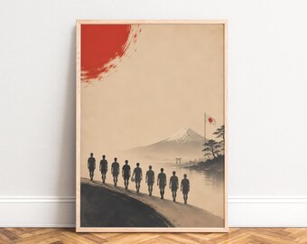 Japan Poster, Vintage Landscape Wall Art, Beige Red, Living Room Office, Gift for Japan Fans A1/A2/A3/A4