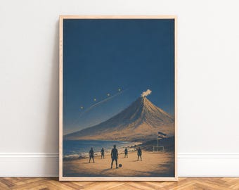 Football Poster, Vintage Sports Wall Art, Blue Sand, Living Room and Game Room, Gift for Football Fans A1 A2 A3 A4