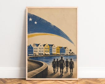 Football Poster, Vintage Travel Style, Blue Gold, Living Room Office, Gift for Soccer Fans A1 A2 A3 A4