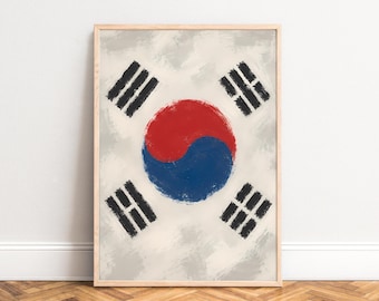 Taegukgi Poster, Korean Flag Wall Art, Red Blue Black, Living Room Office, Korea Gift A1/A2/A3/A4