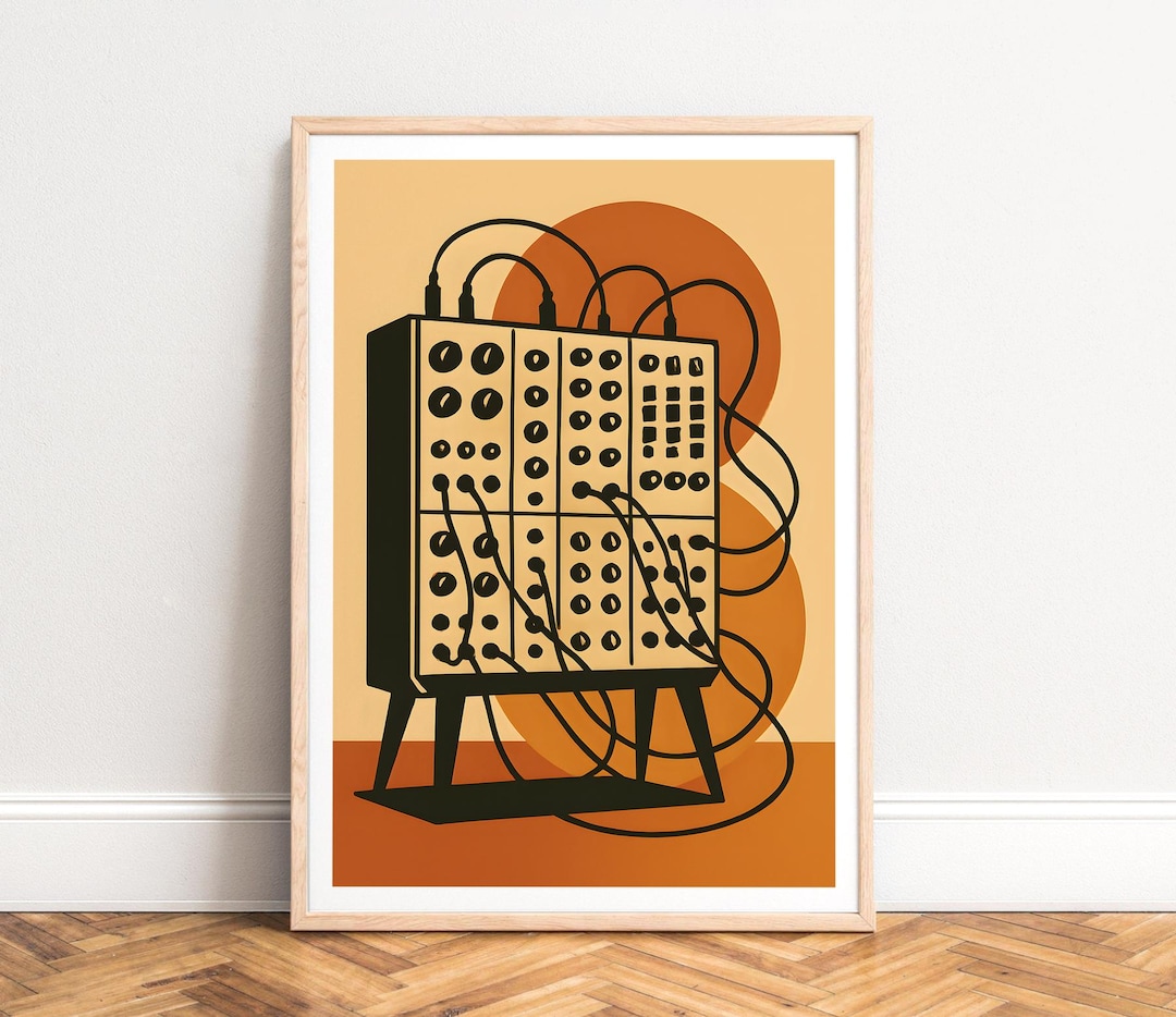 Poster - Modular Synth, Mid-century Graphic, Warm Orange, UNFRAMED