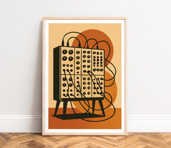 Poster - Modular Synth, Mid-century Graphic, Warm Orange, UNFRAMED
