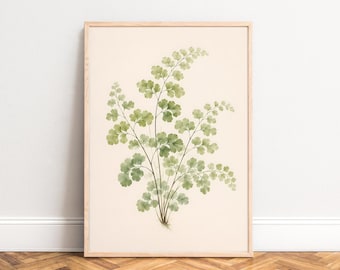 Fern Poster, Japandi Plant Wall Art, Sage Green, Living Room, Bedroom, Plant Lover Gift A3 A4