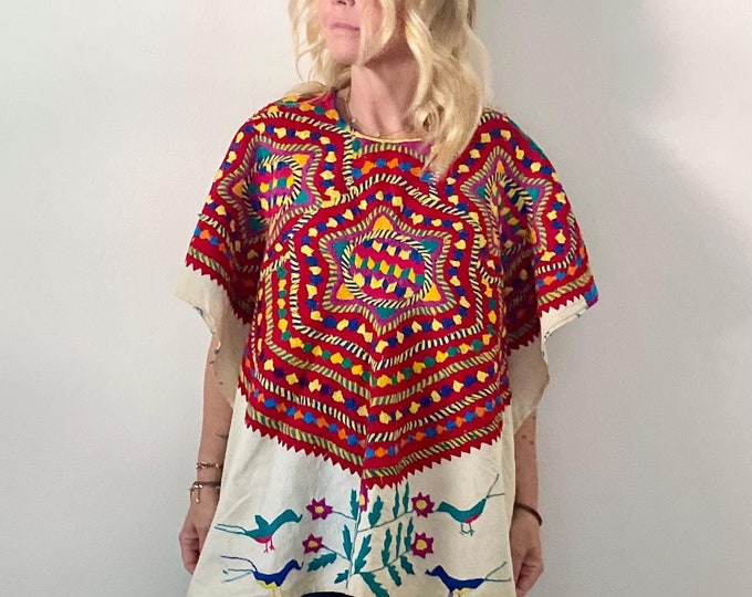 Vintage Rare San Mateo  Huipil , Guatemalan Huipil , Ethnic Embroidered Top