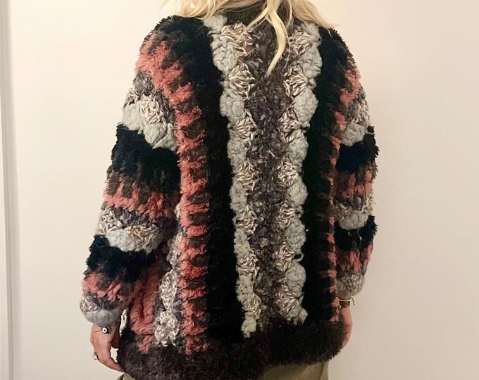 Vintage Rare Norma Of Canada Knitwear , Norma Kamali Knitted Jacket , Chunky Bubble Sweater Coat, Norma Arraez Designer Coat, Art to Wear