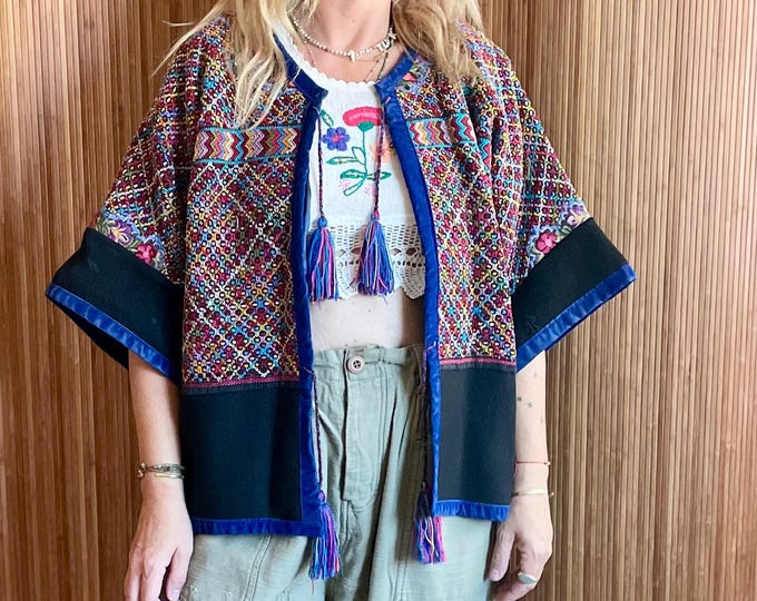 Vintage Guatemalan Embroidered Jacket: Hand-Loomed Boho Festival Coat