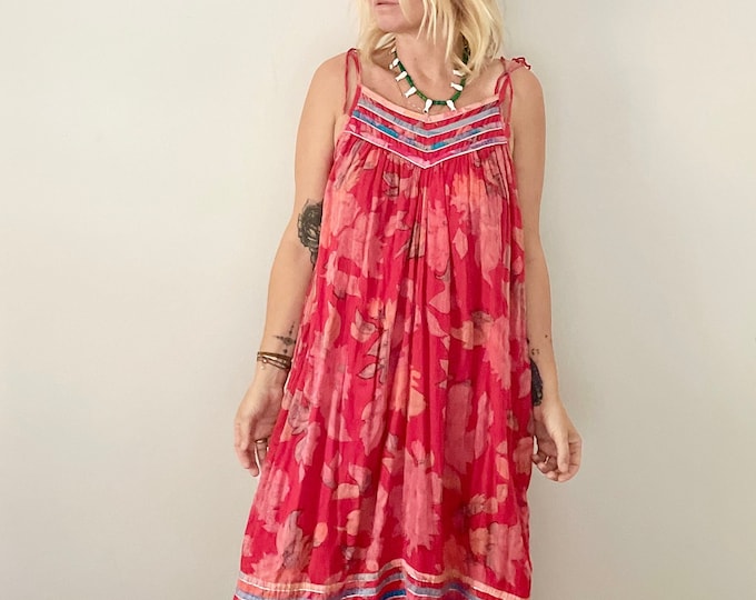 Vintage PHOOL Indian Cotton Sundress , BOHO Hippie Sun Dress , India Dress
