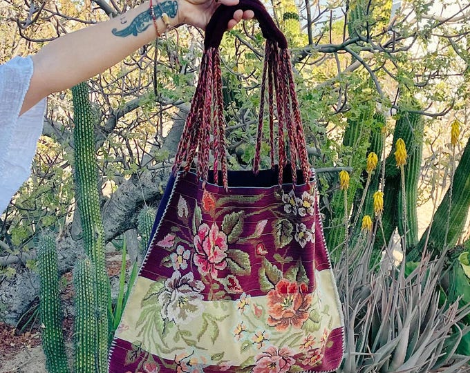 VTG Chiapas Hand-Loomed Textile Bag — Floral Bohemian Tapestry Tote