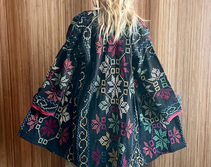 Vintage Ethnic Embroidered Coat- UzbekBohemian Tribal Duster