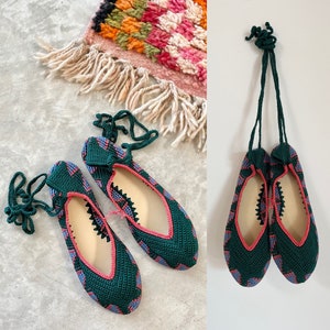 Hand Crochet Flats , Hand Crochet Ankle Wrap Shoes, Ballerina Flats , Ballet Flats , Hand Made Shoes, Bohemian Flats