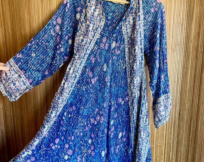 Vintage Oh! Calcutta Indian Cotton Kaftan: Lurex Bohemian Maxi Dress