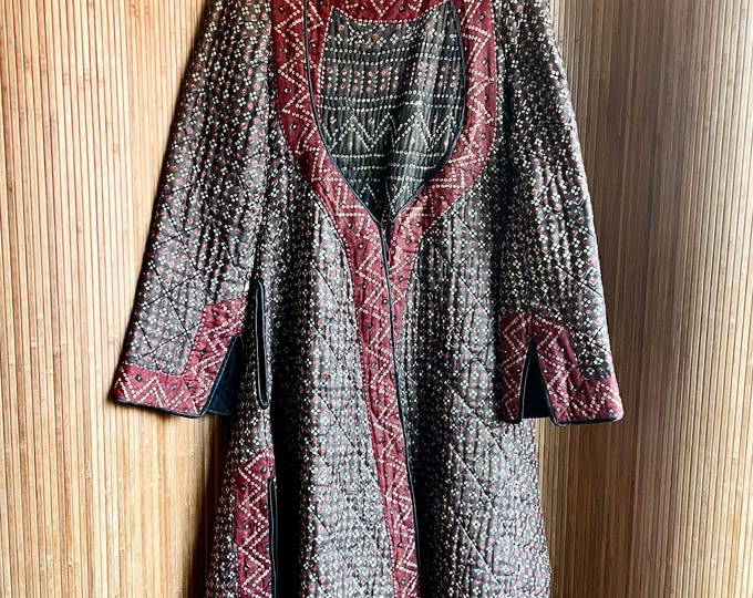 COLLECTORS Vintage  Anokhi x Rambagh Palace Quilted Cotton Gauze Coat , Hand‑Printed Robe/Dress