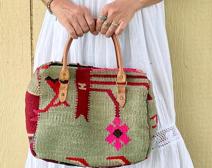Vintage Matt Caremron Turkish Kilim Bag- Turkish Tapestry Bag , Turkish Kilim Bag , Turkish Carpet Bag , Bohemian Handbag,