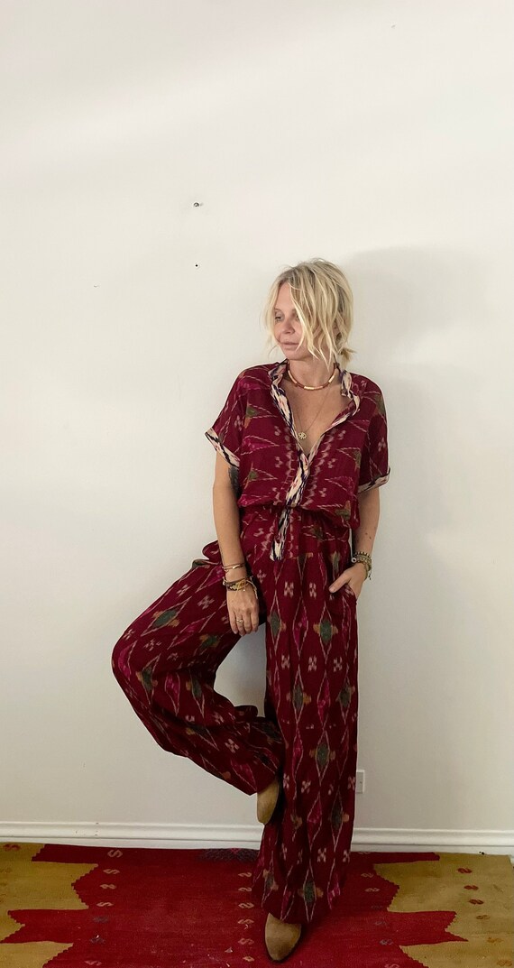 Ikat Print Cotton Playsuit for Women