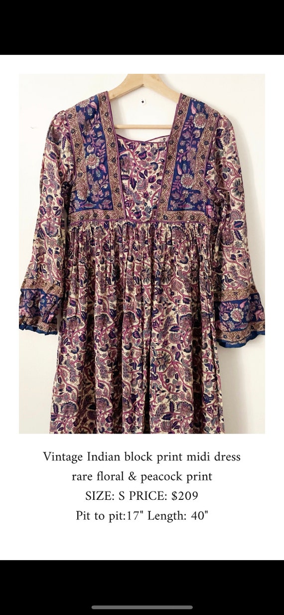 Vintage Indian Block Print  Cotton Dress , India … - image 7