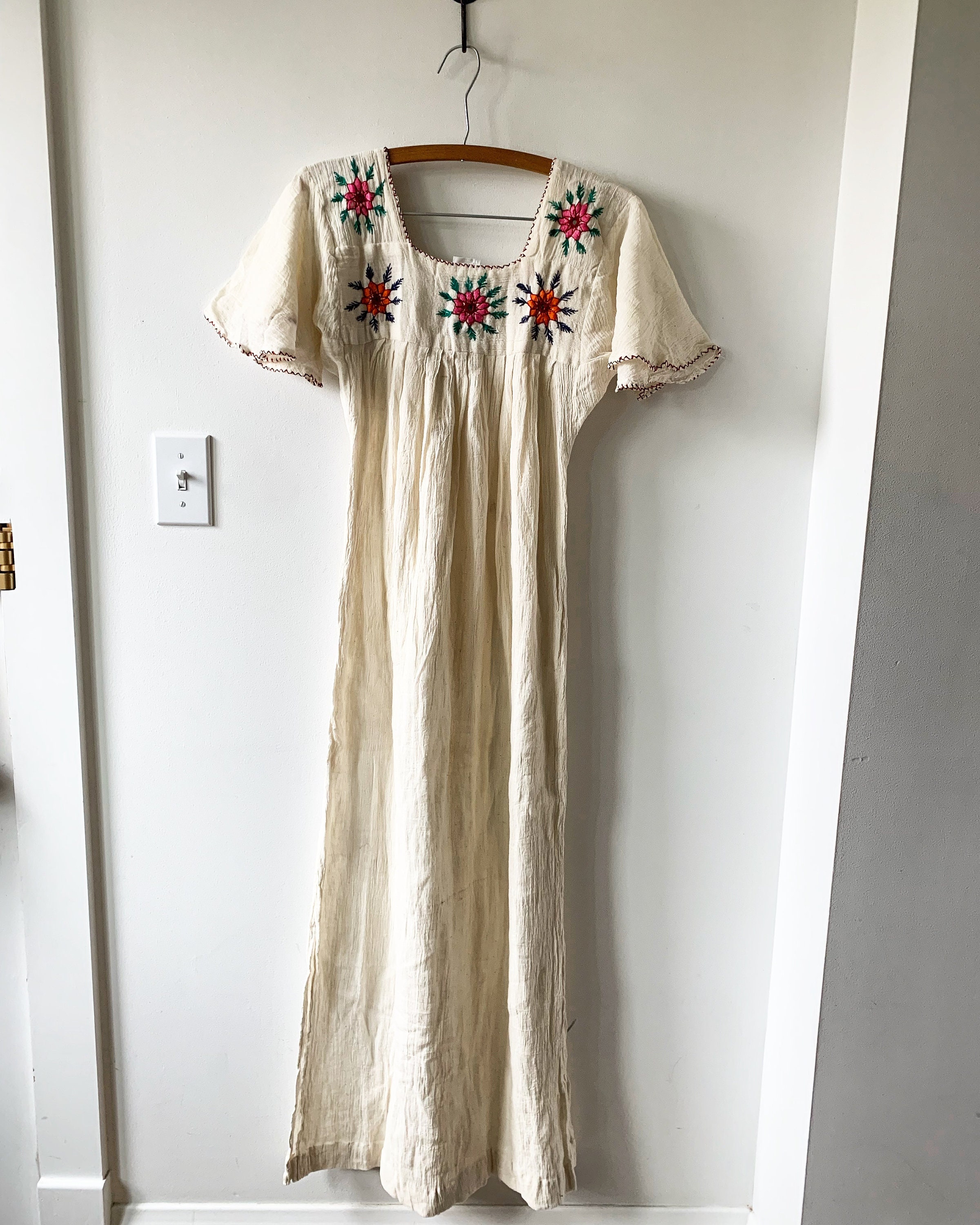 RESERVED//Vintage 70s India Cotton Gauze Dress , BOHO Hippie India ...