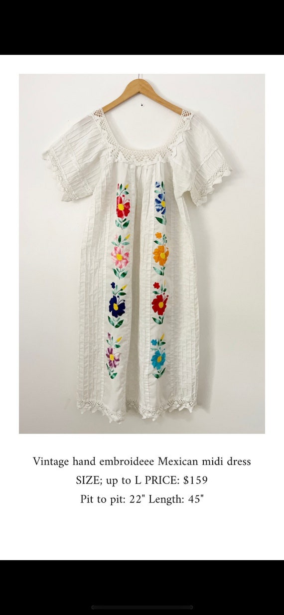 Vintage Mexican Embroidered Wedding Dress , Hand … - image 6